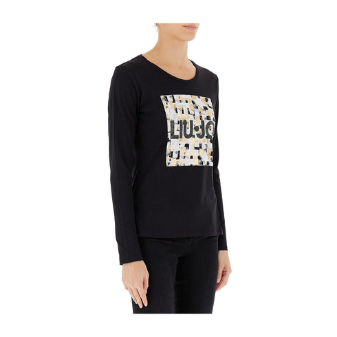 Liu Jo T-shirt T-shirt Donna in cotone a maniche lunghe Nero panna A24 - LIU.JOWF4569JS923 - N9973 - XS - Francavilla Moda